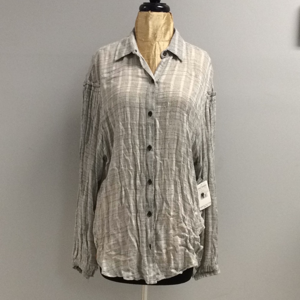 Free People LS Black & White striped shirt